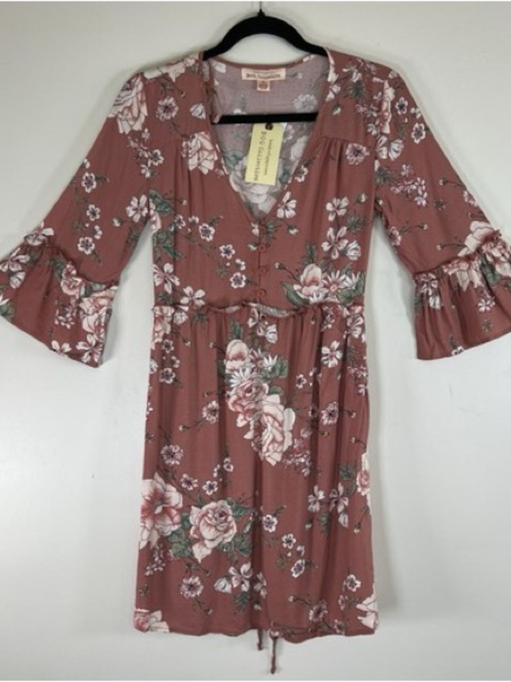 Band of Gypsies BOG Collective floral mini dress dusty pink women’s size large